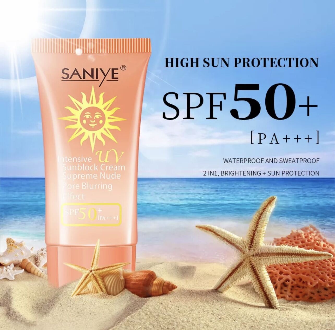 SANIYE Sunscreen SPF50+ PA+++ sunblock Face Cream Whitening & High Sun ...