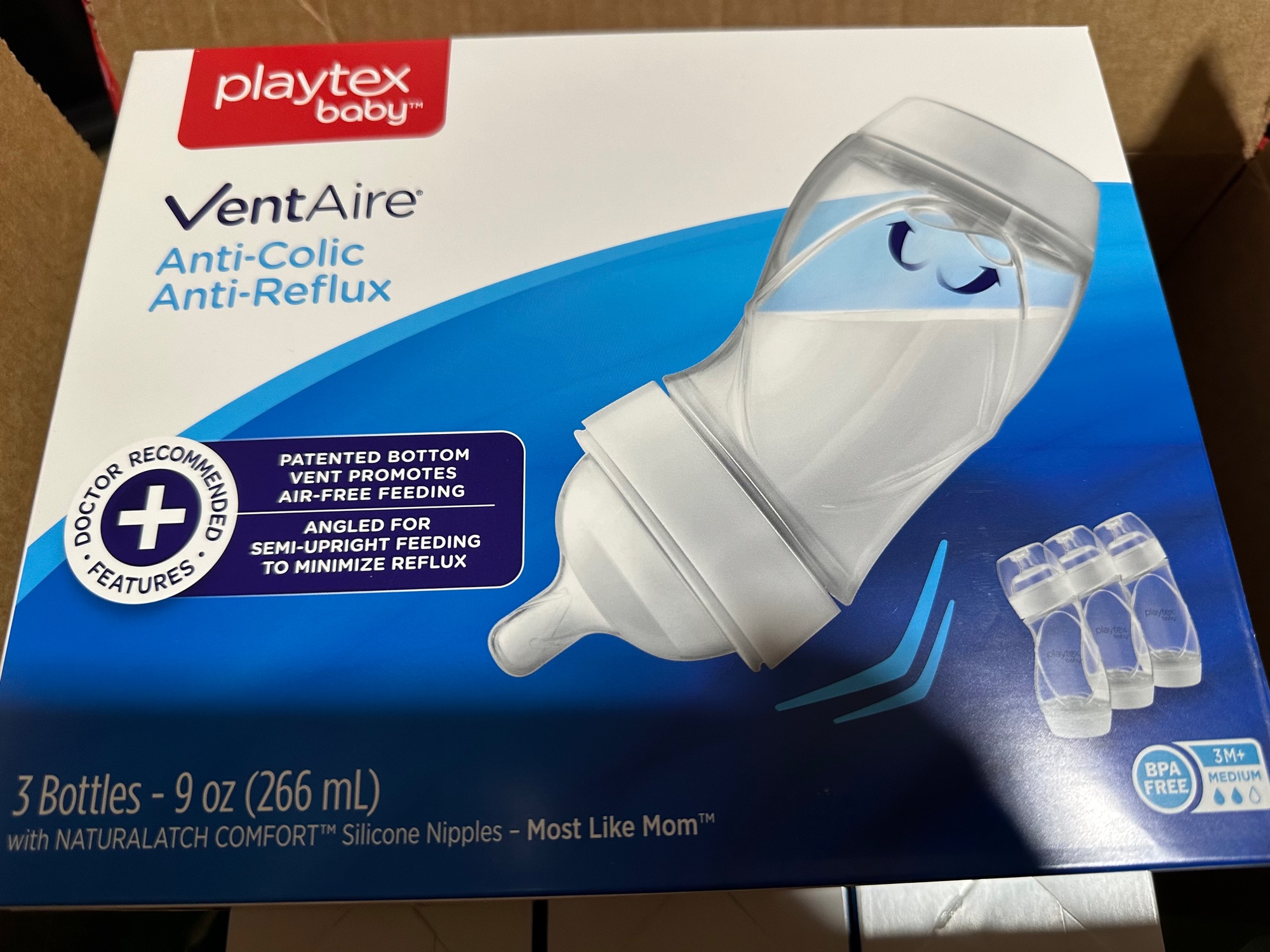 Playtex Baby Ventaire Bottle, Helps Prevent Colic & Reflux, 9 Ounce Bottles,  3Count