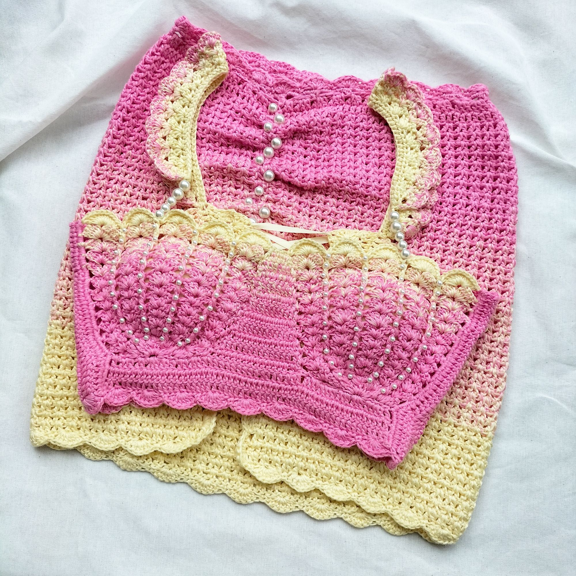 Crochet Mermaid Top And Skirt Bikini Set, 100% Handmade, Crochet Swimsuit  Set, Crochet Skirt, Crochet Top, Crochet Set