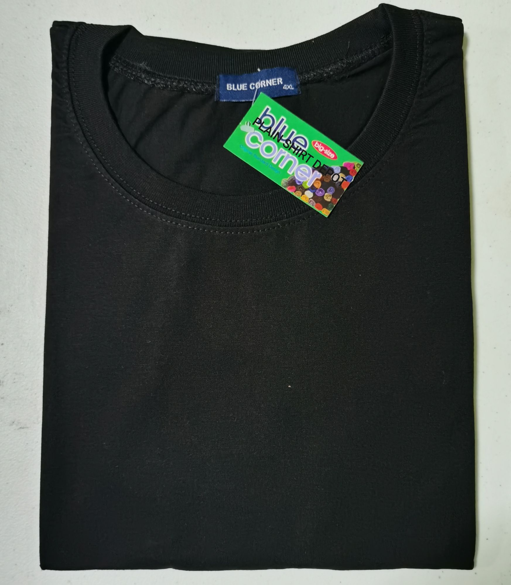 "Black Blue Corner Plain Tee for Adults by Company Name"