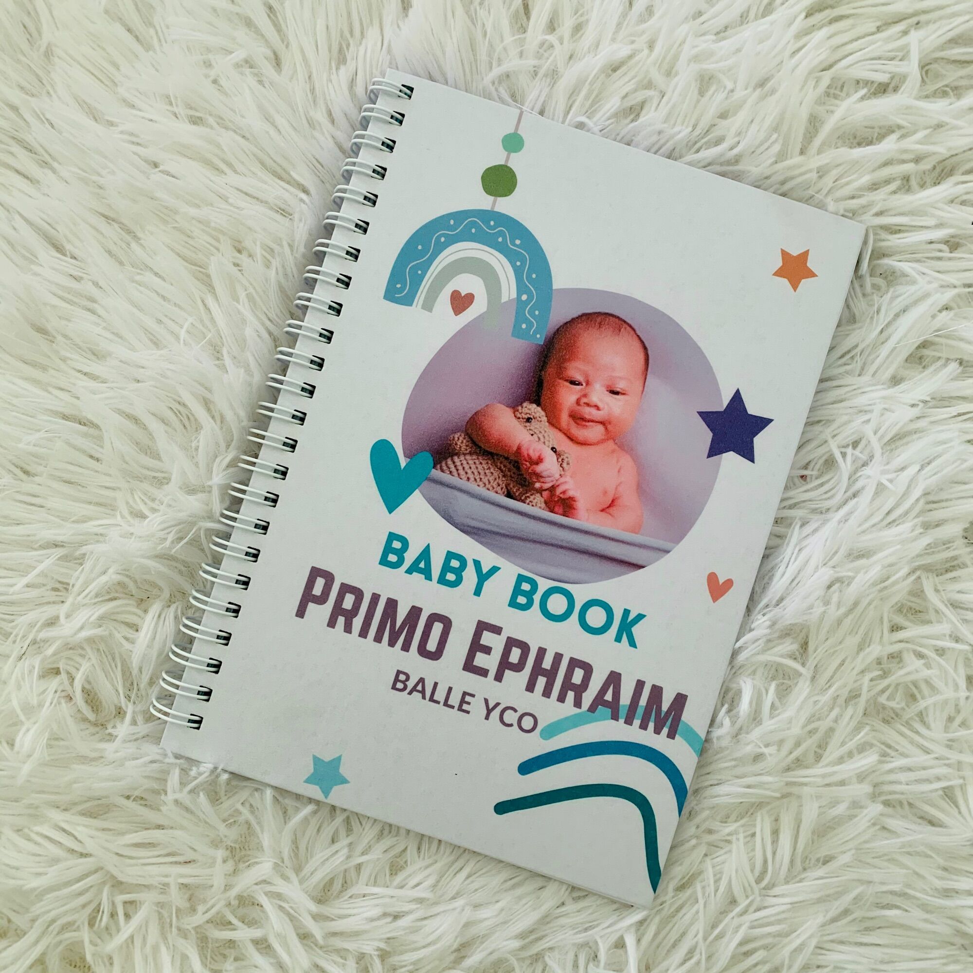 BLUE PERSONALIZED Baby Record Book Immunization vaccination Milestones Babys First