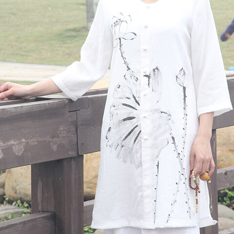 Hand-Painted Linen Tai Chi Uniform Women's Yoga Fitness Clothing Martial Arts Pattern Additional Charge Presyo  3,585 Piso*Libreng Shipping