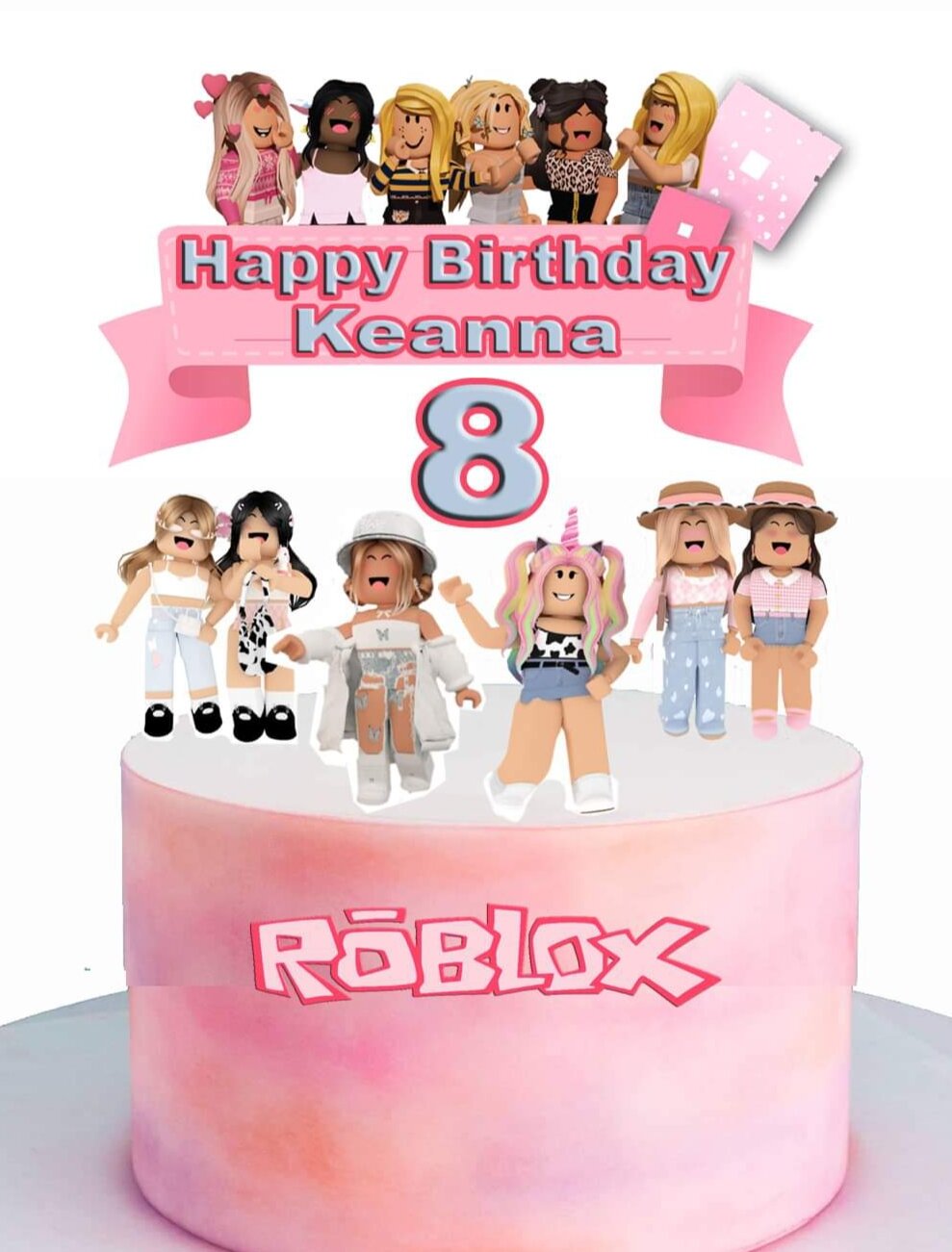 Girl Roblox Cake Topper Shipped to You Pink Roblox Birthday 