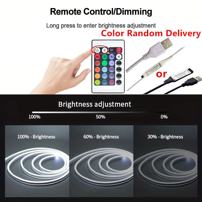 5V LED RGB Strip Light Neon USB Flexible Silicone Lights 1M Remote Control Waterproof SMD 3535 612Leds Tape Decoration for Room. 