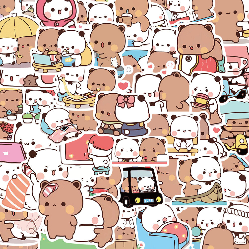 10/30/50pcs Cartoon Bubu and Dudu Stickers Kawaii Bear Anime Couple Decals Waterproof for Laptop Skateboard Cute Kid Sticker Toy