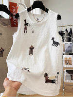 XUNZHU | Vintage Heavy Embroidery Sleeveless Vest for Summer Loose Mid-length