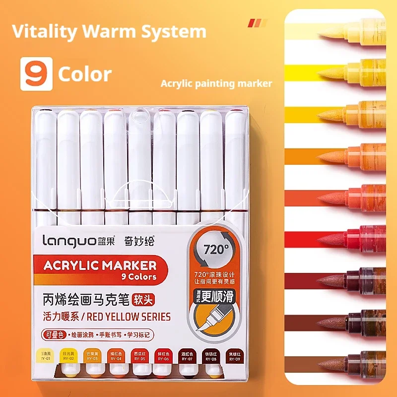 LANGUO 60Colors/box Direct Liquid Acrylic Paint Marker Pens Set Brush Color Marker Pen for DIY Painting Drawing Ceramic Glass