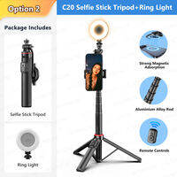 AXNEN | AXNEN C20 Magnetic Selfie Stick Tripod for iPhone 12-16 Pro Max Travel Stand with Magsafe Phone Clamp for Android Smartphone