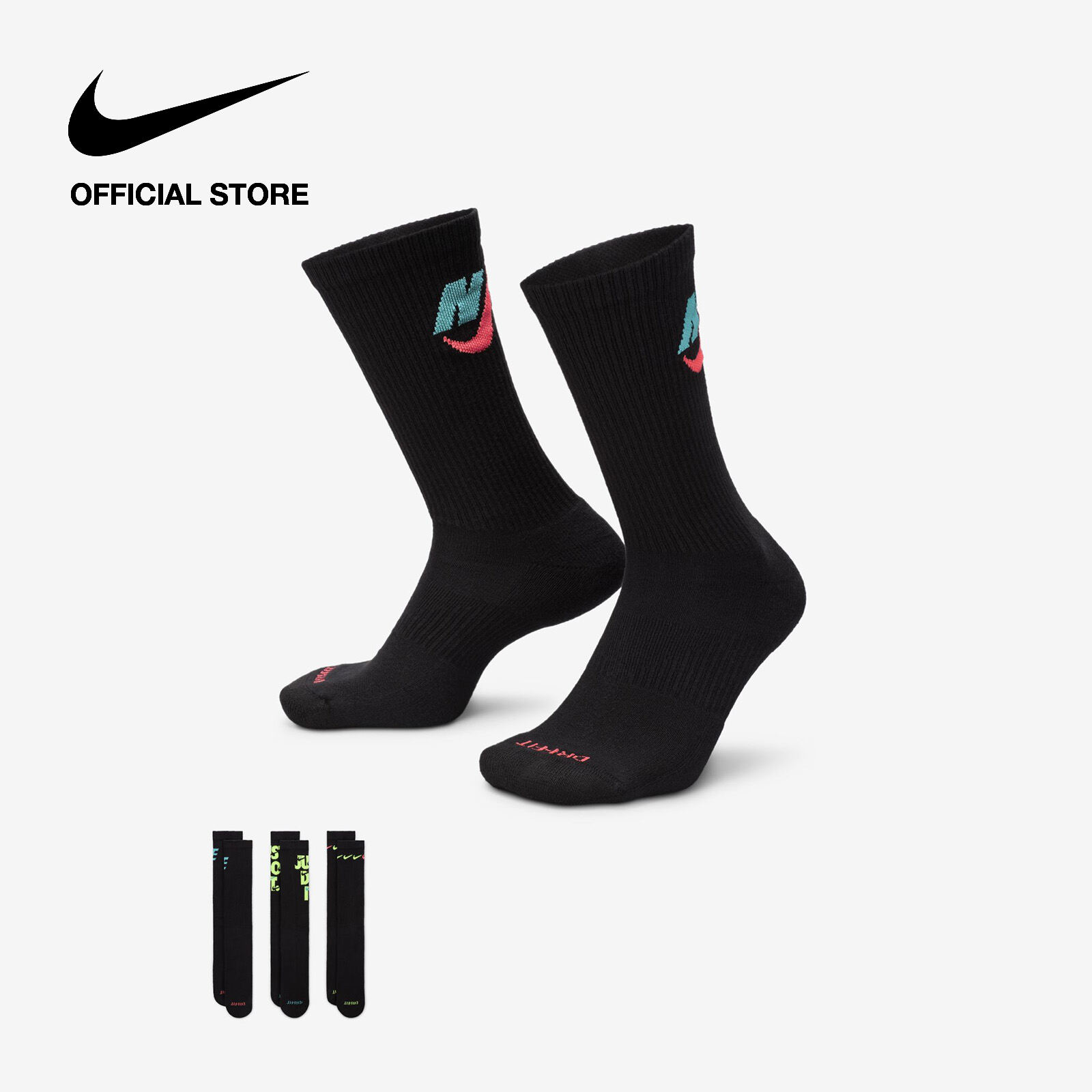 Tất Cổ Cao Nike Everyday Plus Cushioned Crew Socks (3 Pairs) - Multi-Color