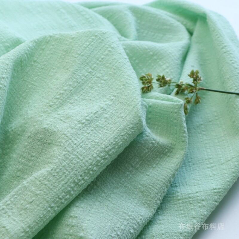 White Yellow Green Solid Color Artistic Bamboo Texture Washed Cotton Linen Fabric Dress Tea