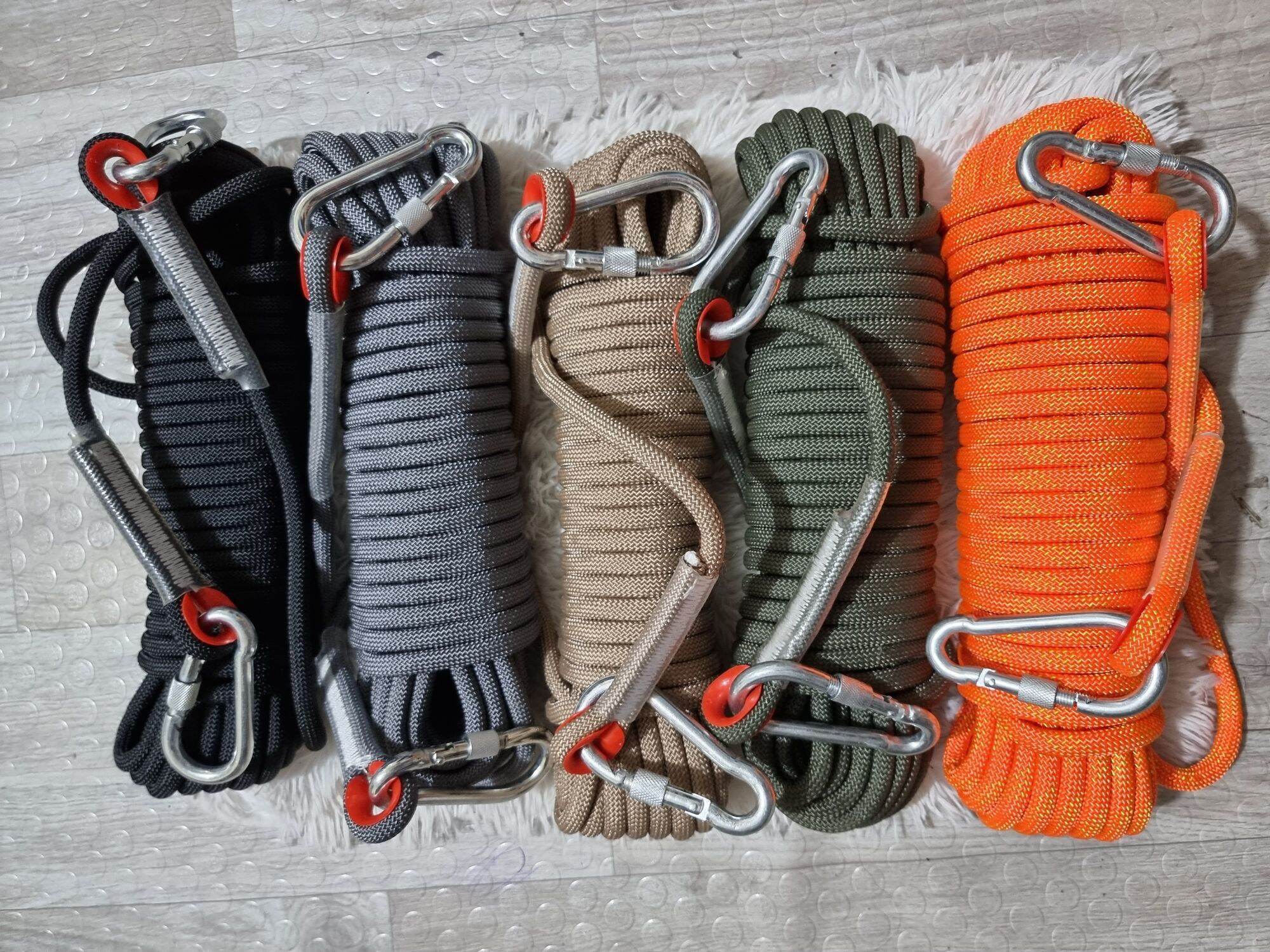 10 meters 10mm Utility Rope with 2 Steel Carabiner Outdoor Activities ...