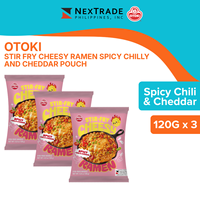 Otoki Stir Fry Cheesy Ramen Spicy Chili & Cheddar Pouch 120G (Pack of 3)