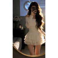 Homecore | Elegant Slimming White Cake Dress Spring 1pc