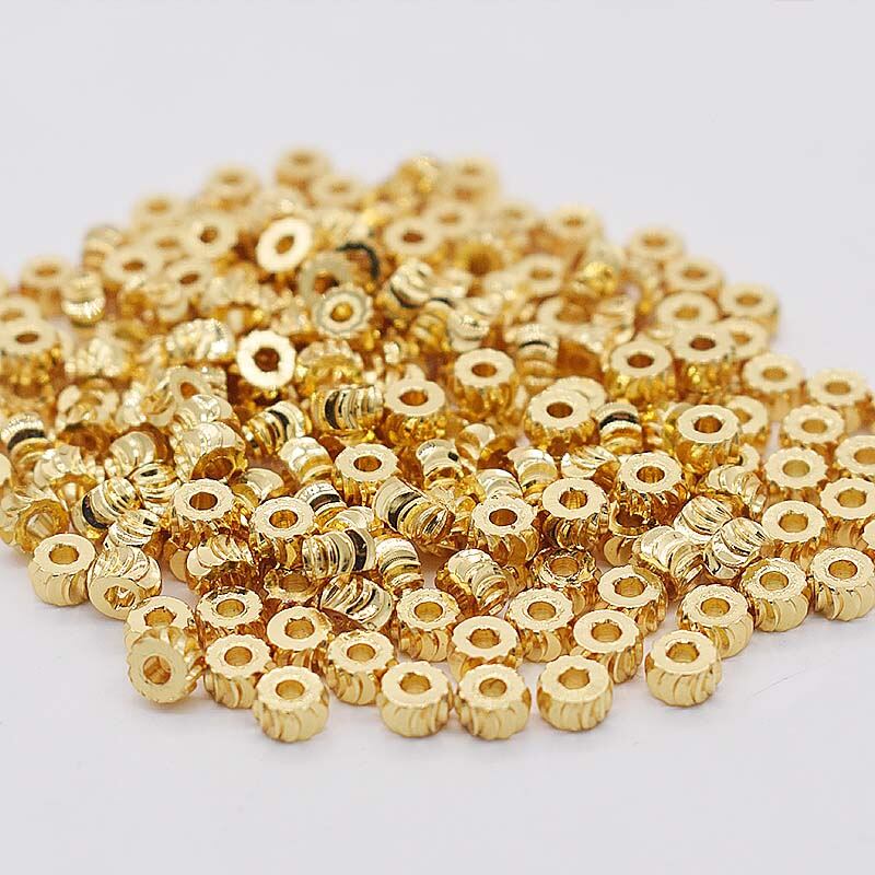 14k Gold Plated Round Smooth Spacer Beads for DIY Bracelet Charms