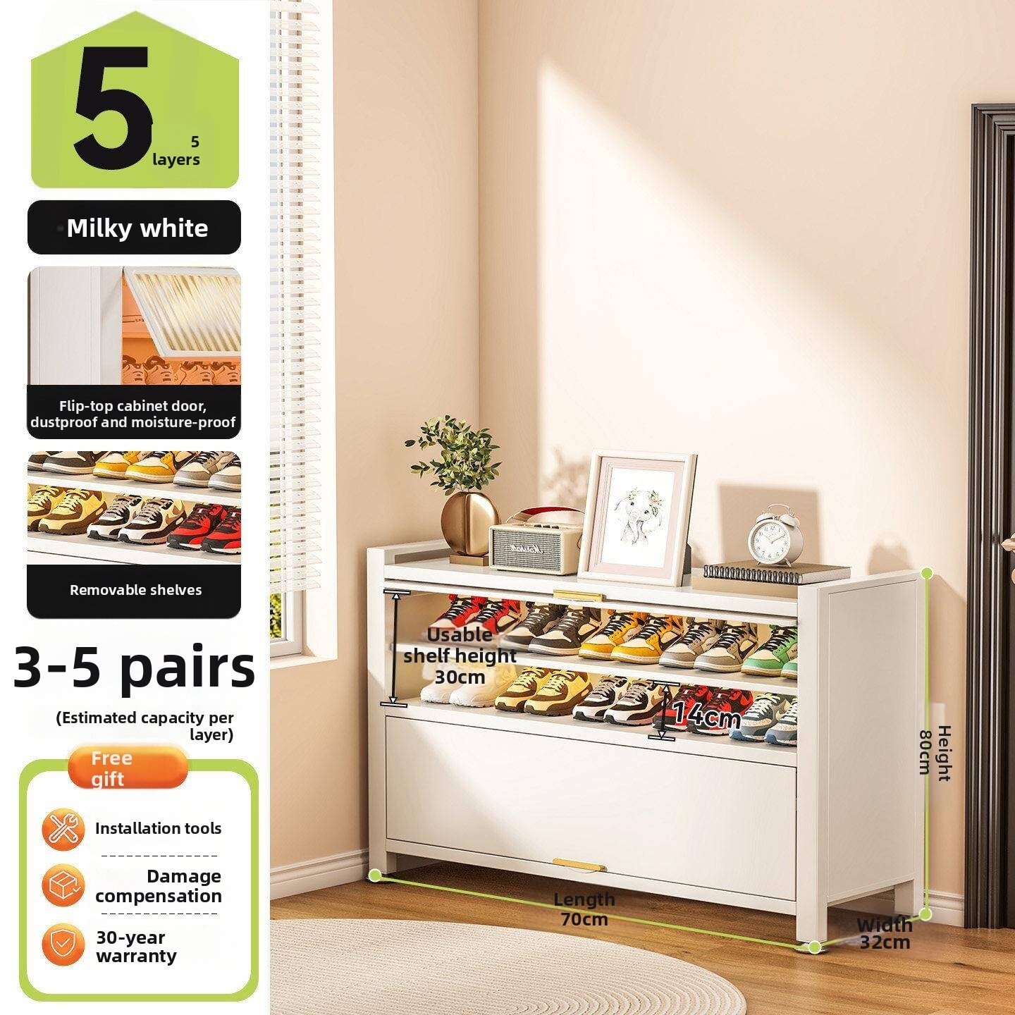 Dust-Resistant Steel Shoe Storage Cabinet
