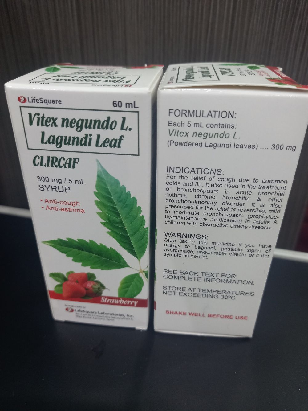 LAGUNDI Leaf CLIRCAF 300MG/5ML SYRUP (ANTI COUGH/ ANTI ASTHMA) Lazada PH