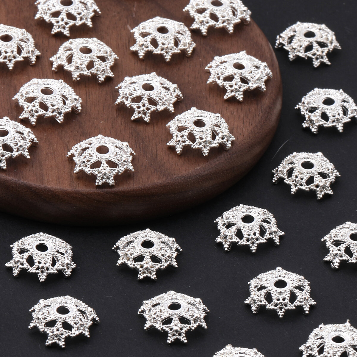 4pcs/8pcs/20pcs Silvery Golden Five-pointed Star Cap Beads Fit 16mm Beads for Pen Beads DIY Accessories