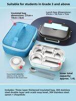 HESInLY | Children Stainless Steel Meal Box Partitioned