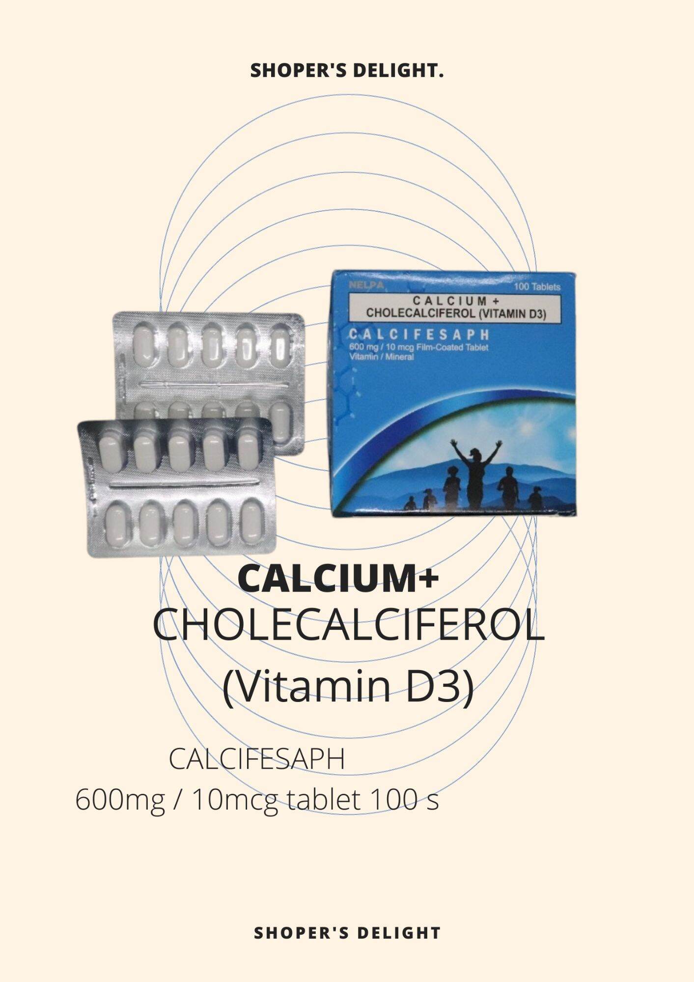 Calcium + Cholecalciferol Vitamin D3 (Calcifesaph) 600mg / 10mcg