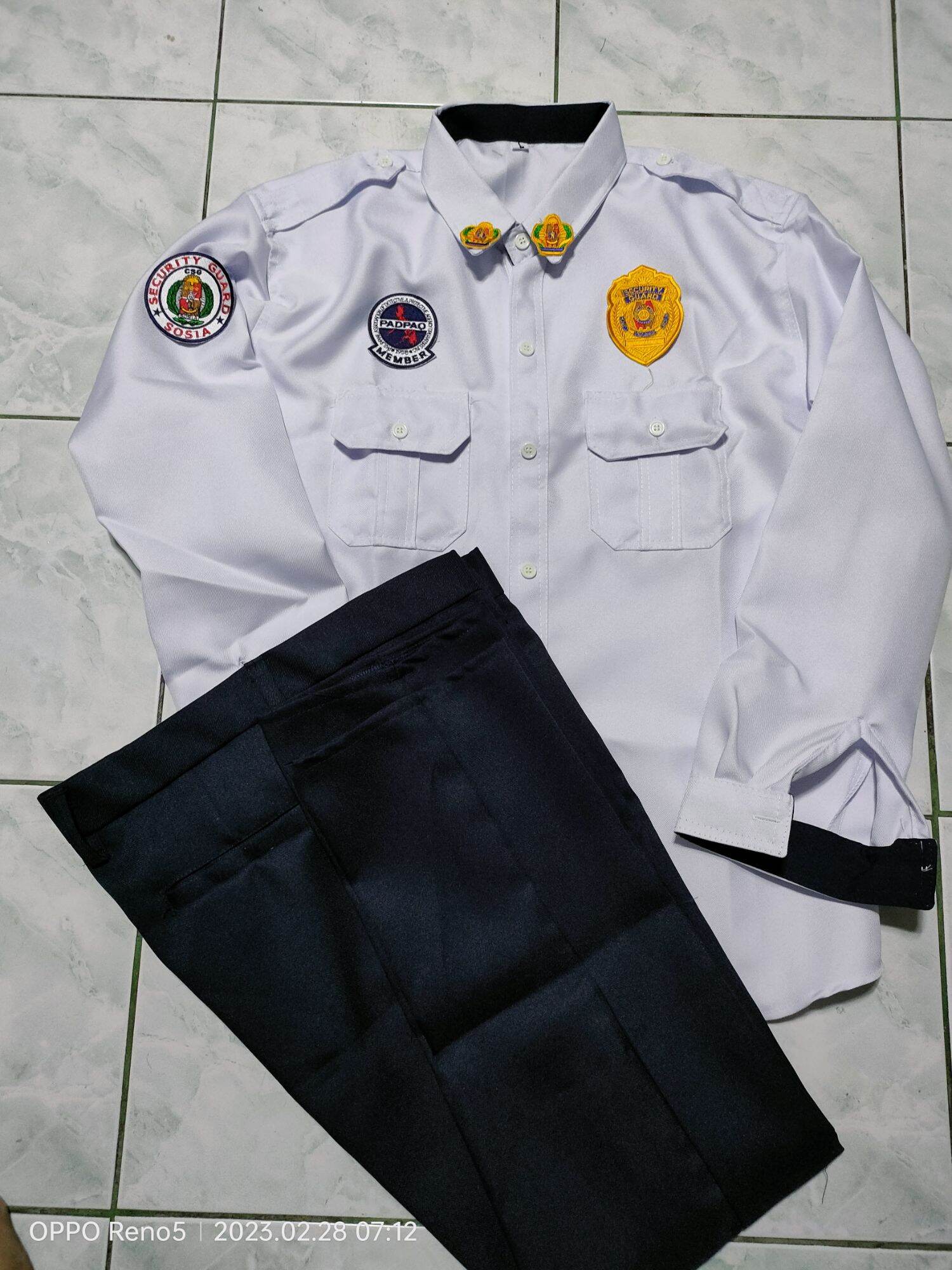 Set uniform for security guard with patches( badge, Collar pin,padpao ...