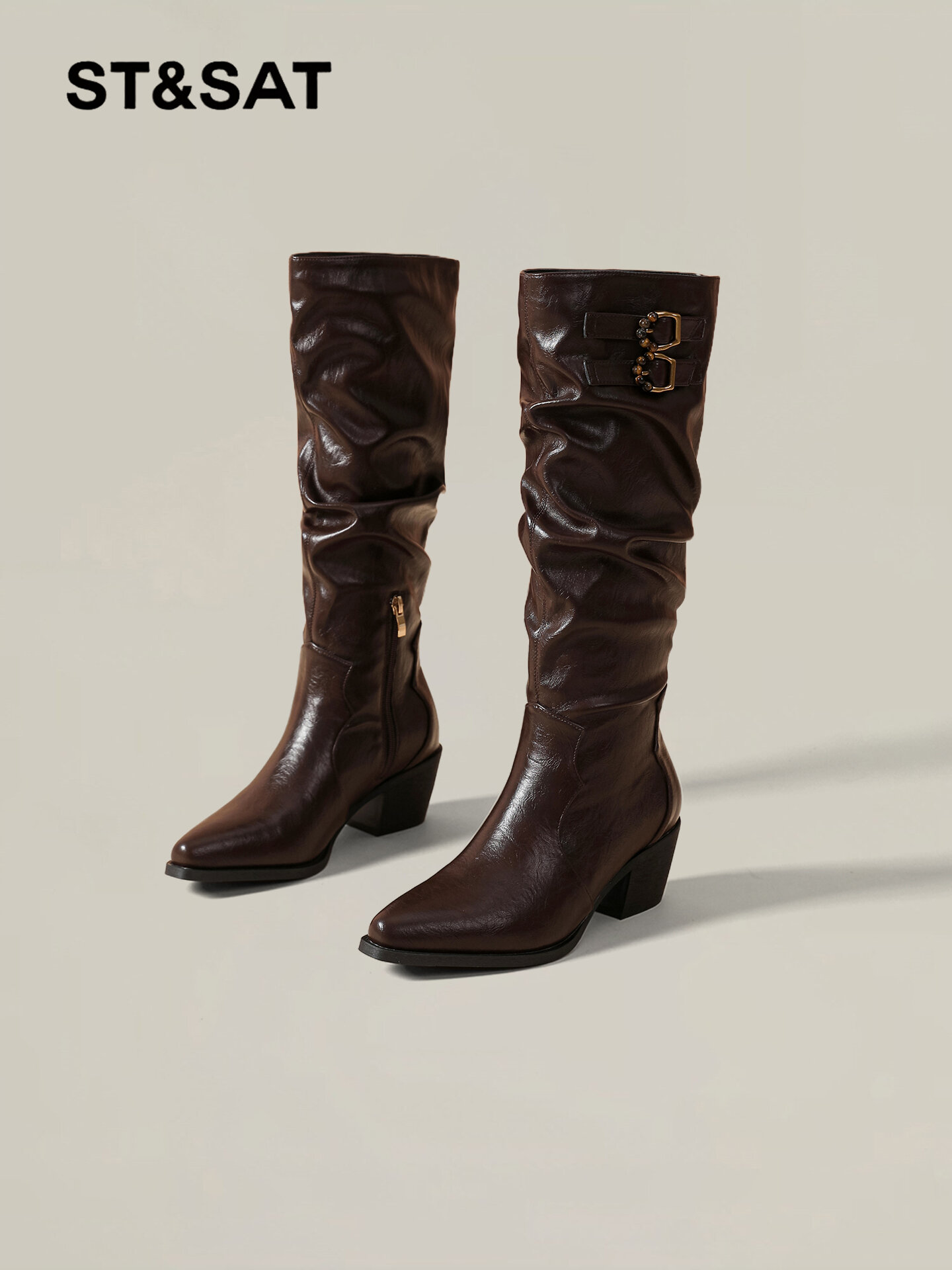 ST&SAT | Thermal Thick Heel Over-knee Long Boots - Brand ST&SAT Presyo 5,638 Piso*Libreng Shipping