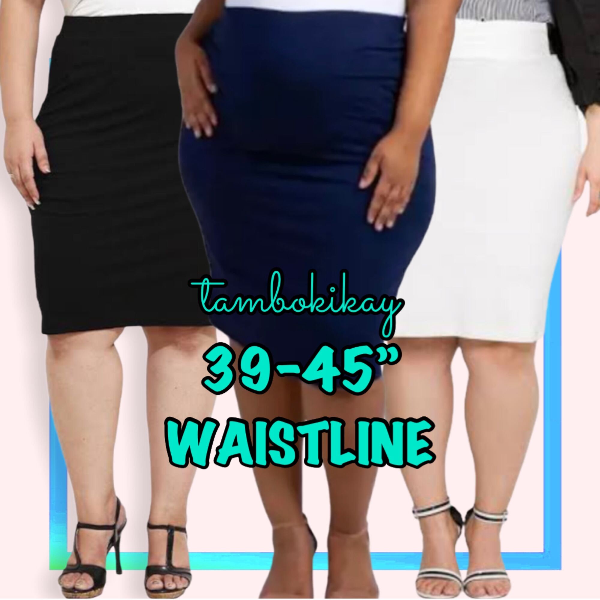 39-45” Waistline Plain & Printed Plus Size Pencil Skirt