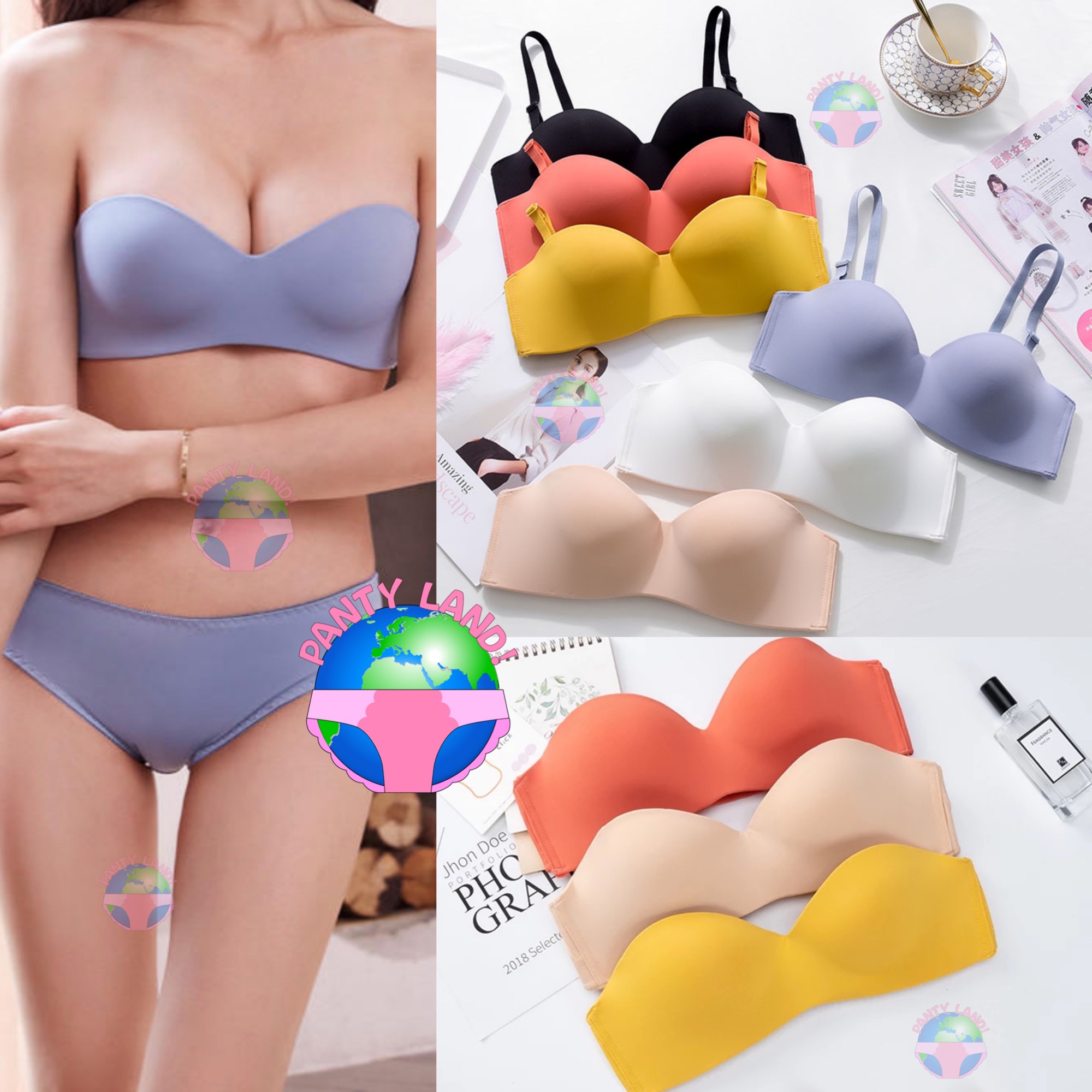 Qcmgmg Strapless Bra Push Up No Wire Solid Color Full Coverage Minimizer  Bra for Heavy Breast Seamless Women Bras