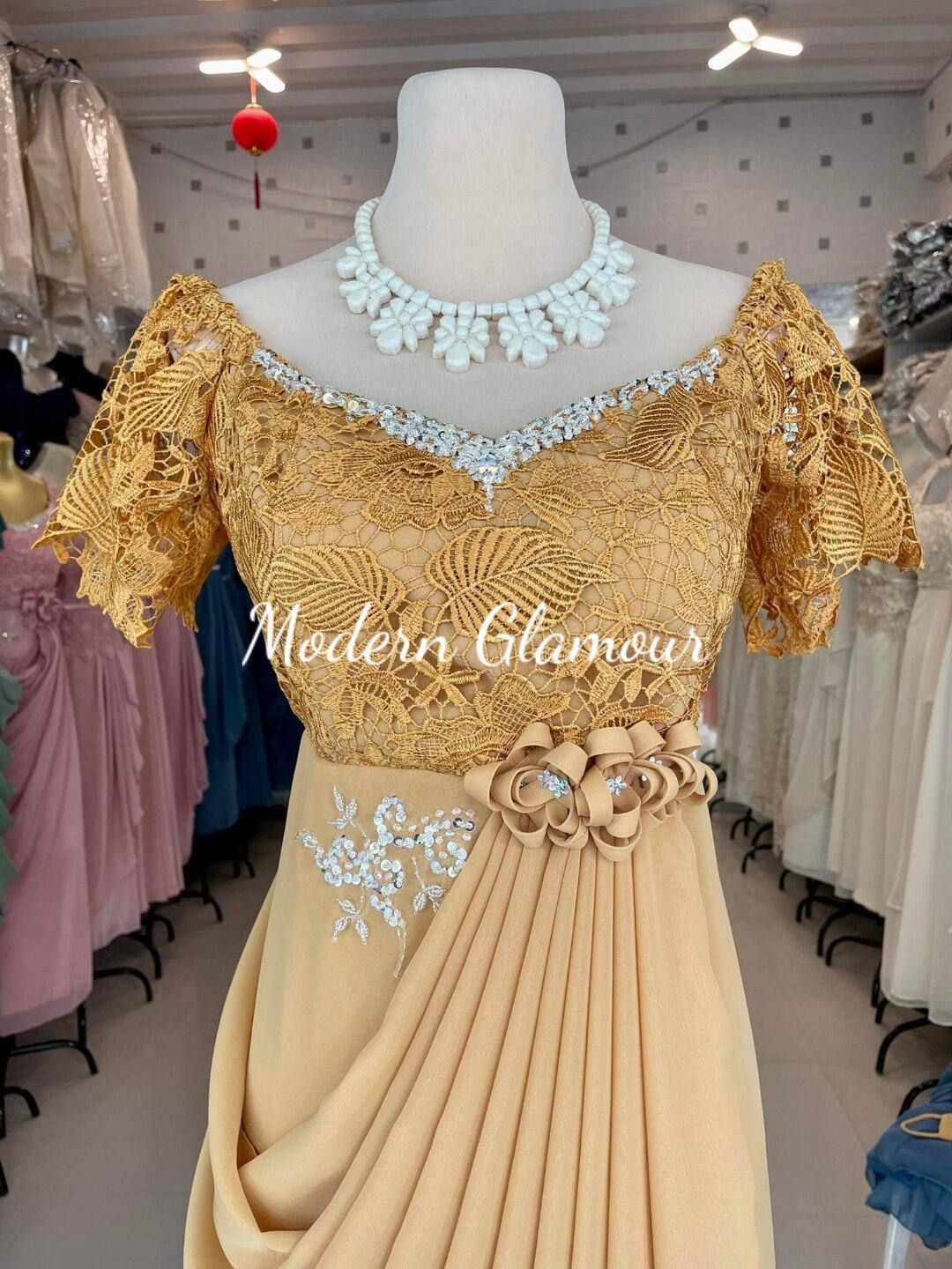 Matte Gold SWAG DESIGN Formal Gown for 