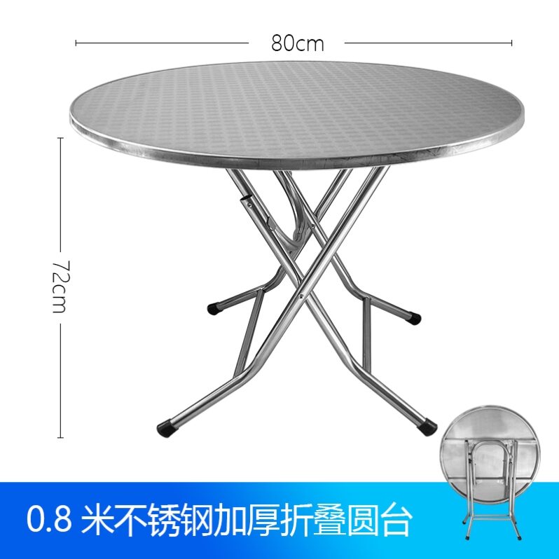Household Foldable Table Stainless Steel round Table Minimalist Long